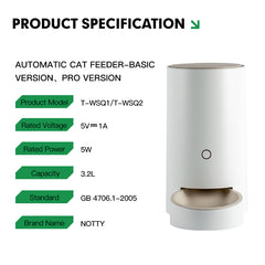 NOTTY High Quality 3.2L Round Meal Automatic Cat Feeder Machine With APP